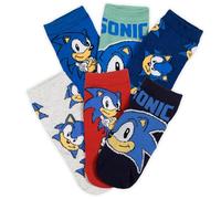Sonic The Hedgehog Lot de 6 paires de fantômes en coton multicolore tailles 23/26 27/30 31/34, 6037 Multicolore, 31-34