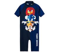 Sonic The Hedgehog Maillot de Bain Enfant Garcon Combinaison Natation Enfant Manche Courte Short Vêtements Été Plage Piscine Enfants 3-10 Ans Officiel Sonic (Navy/Bleu, 3-4 Ans)