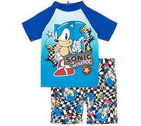 Sonic The Hedgehog Maillot de Bain pour garçons | Enfants 2 pièces T-Shirt Shorts Personnage Race Checkers Maillot de Bain - 6-7 Ans