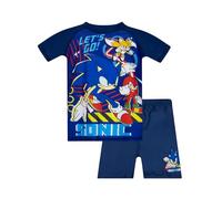 Sonic The Hedgehog Maillot de Bain Sonique | Maillots de Bain Garçon | Short de Bain Enfant D'été | Manche Courte Maillot 2 Pieces | Bleu 6-7 Ans