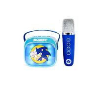 Sonic The Hedgehog Mini Haut-Parleur de karaoké LED sans Fil avec Microphone Bluetooth, lumières à Changement de Couleur Bleue