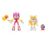 Sonic The Hedgehog Pack 2 Figurines Amy et Tails Articulés 10 cm et Accessoires