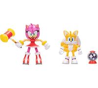 Sonic The Hedgehog Pack 2 Figurines Amy et Tails Articulés 10 cm et Accessoires