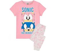 Sonic The Hedgehog Pajamas Girls Rose Gamer T-Shirt & Long Longueur PJS Set 9-10 Ans