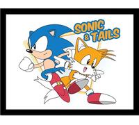Sonic The Hedgehog - Poster encadré PM8660 (30 cm x 40 cm) (Blanc/Bleu/Jaune)