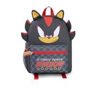 Sonic The Hedgehog Sac à dos 3D Shadow pour enfants | Sac d'école noir et rouge Ultimate Power ! Shadow The Hedgehog | Sac à dos de jeu zippé avec poche avant à carreaux