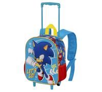 Sonic The Hedgehog - SEGA Go-Sac à dos 3D à Roulettes Petit, Bleu, 26 x 34 cm, Capacité 7 L