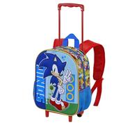 Sonic The Hedgehog - SEGA Unstoppable-Sac à dos 3D à Roulettes Petit, Bleu, 26 x 34 cm, Capacité 7 L