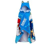 Sonic The Hedgehog Serviette à capuche 100 % coton absorbant pour enfants, poncho de plage, serviette de bain, séchage rapide, bleu