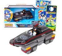 Sonic the Hedgehog Shadow Toy Race Car Set - Sonic All-Stars Racing Shadow Ensemble cadeau avec voiture de course Shadow Pull Back Plus autocollants, plus | Ensemble de voitures de course Sonic