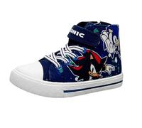 Sonic The Hedgehog Sonic and Shadow Baskets montantes en toile avec fermeture éclair et fermeture à lacets légères pour enfants Tailles 36 à 38, bleu, 32 EU