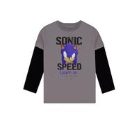 Sonic The Hedgehog T Shirt Garçon, T-Shirt Gamer Manches Longues, Tshirt Sonic Enfant, T-Shirt Garçon en Coton, Gris 7-8 Ans
