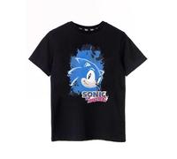 Sonic The Hedgehog T-Shirt Noir Boys | Aquarelle Sonic | Produits Sonic Authentiques | Tee Confortable pour Les Amateurs de Jeux