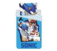 Sonic The Hedgehog Tails Knuckles Parure de lit réversible avec housse de couette et taie d'oreiller