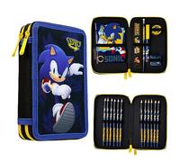 SONIC THE HEDGEHOG Trousse Enfant, Trousse Scolaire à Compartiment, Trousse Enfant Garcon Garnie, Fournitures Scolaires