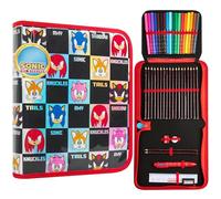 Sonic The Hedgehog Trousse Scolaire Enfant Complète Fournitures Scolaires Crayons de Couleur Feutres Gomme Stylo Taille Crayon Règle