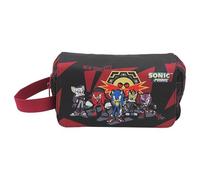Sonic- Trousse de toilette, trousse de toilette, fourre-tout, double fermeture éclair, couleur rouge, produit officiel (marques CyP)