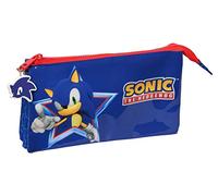 SONIC Trousse Triple, Trousse pour enfant, idéale pour les enfants d'âge scolaire, confortable et polyvalent, qualité et résistance, 22 x 3 x 12 cm, Bleu marine, bleu marine, Estándar, décontracté