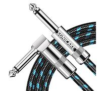 SONICAKE Câble de guitare tressé 3m câble d'instrument de guitare 6.35mm angle droit à droit noir bleu