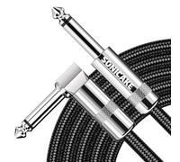 SONICAKE Câble de guitare tressé 6m câble d'instrument de guitare 6.35mm angle droit à droit noir