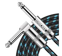 SONICAKE Câble de guitare tressé 6m câble d'instrument de guitare 6.35mm angle droit à droit noir bleu