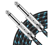 SONICAKE Câble de guitare tressé 6m câble d'instrument de guitare 6.35mm Jack Câble Tressé en Nylon Plaqué Or noir bleu