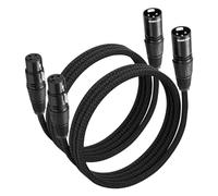 SONICAKE Câble microphone XLR connecteur mâle à femelle 3 pôles en nylon tressé Câble XLR noir (2M 2 Pack)