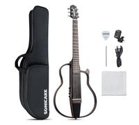 SONICAKE Guitare Acoustique-Électrique Portable Corps en Acajou Massif, Cadres Faciles à Assembler, Préampli Sim Multi-Forme de Corps, Sac de Transport et Accessoires QGT-01