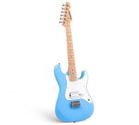 SONICAKE Guitare Électrique 30" pour Débutants, Corps en Bois Massif avec Micro Humbucker, Manche et Touche en Bois d’une Pièce QGT-50 (Bleu)