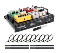 SONICAKE Mini Pedalier de Guitare Aluminium Boîtier Pedalboard Guitar Effects Board 38 x 29 x 6.5 cm avec Pedal Tape, Serre-Câbles, Patch Câble Noir QPB-20