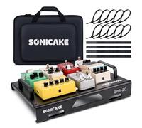 SONICAKE Mini Pedalier de Guitare Aluminium Boîtier Pedalboard Guitar Effects Board 38 x 29 x 6.5 cm avec Sac, Pedal Tape, Serre-Câbles, Patch Câble Noir QPB-21