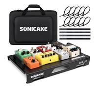 SONICAKE Mini Pedalier de Guitare Aluminium Boîtier Pedalboard Guitar Effects Board 46 x 32.3 x 7 cm avec Sac, Pedal Tape, Serre-Câbles, Patch Câble Noir QPB-31