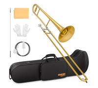 SONICAKE Trombone Alto Sib Laiton Laqué Or, Kit Complet Débutant avec Embouchure 7C, Étui Rigide, Gants QTB-01