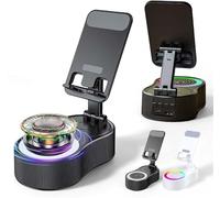 SonicDrop Dock - Haut-parleur magique sans paire et support de charge, support de station d'accueil SonicDrop, rotation à 360 degrés et 7 couleurs de lumière, son drop-to-play (noir)