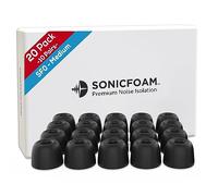 SONICFOAM Embouts d'écouteurs en mousse à mémoire de forme - Isolation phonique premium, embouts d'écouteurs de remplacement en mousse, 20 pièces pour écouteurs intra-auriculaires (SF0 Moyen, Noir)