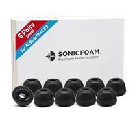 SONICFOAM Lot de 10 embouts mousse forme mémoire - Isolation acoustique premium, rechange Airpods Pro (SFAIR S, noir)