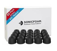 SONICFOAM Lot de 20 embouts en mousse à mémoire de forme pour écouteurs intra-auriculaires - Isolation du bruit de qualité supérieure - Coussinets en mousse de rechange - Pour écouteurs