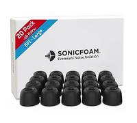 SONICFOAM SF1 Lot de 20 embouts en mousse à mémoire de forme pour écouteurs avec haut-parleur de 5,8 à 6,5 mm de diamètre Noir