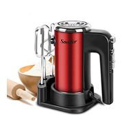 Sonifer Batteur électrique,400 W,En acier inoxydable,5 réglages de vitesse,Fonction turbo et éjection,Moteur extrêmement silencieux,Avec 2 fouets et 2 crochets pétrisseurs et 1 socle,Rouge
