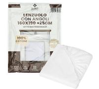 SONIT Drap-housse pour lit double 160 x 190 cm Blanc - Drap housse pour lit double en coton respirant - Draps doubles faciles à laver