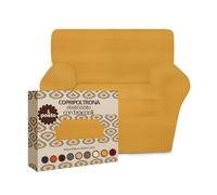 SONIT Housse de canapé élastique pour canapé avec accoudoirs, housse de protection universelle en tissu Jacquard, coupe ajustée, fabriquée en Italie [1 place, moutarde]