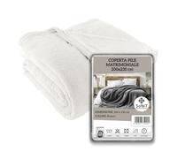 SONIT - Plaid double en polaire - Couverture en polaire automne et hiver - Couverture double 200 x 230 cm - Plaid canapé et lit blanc