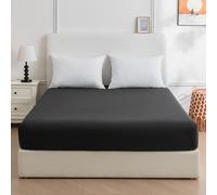 Sonive Drap-Housse 152x200cm, Élastique Tout Autour, Profondeur 25cm, Noir