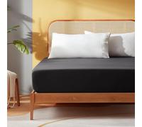 Sonive Drap-Housse, 90 x 200 cm, Doux, en Jersey de Polyester Brossé, jusqu'à 30 cm de Hauteur, Certifié Oeko-Tex Standard 100, Noir