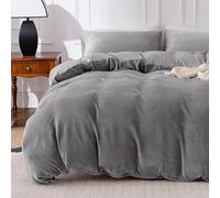 Sonive Ensemble de Literie 260x220cm 3 pièces Gris, Certifiée Oeko-Tex | Housse de Couette avec Fermeture Éclair, Comprend 1 Housse 260x220 + 2 Taies d'Oreiller 50x70cm