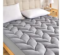 Sonive Protège-matelas 180 x 200 cm avec bandes élastiques à 360 ° et auxiliaires NANOtex - Protège-matelas épais pour surmatelas jusqu'à 30 cm - Pour adultes - Gris