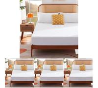 Sonive Protège-Matelas Fin, 90 x 200 cm, Imperméable, Certifié Oeko-Tex, Respirant, Souple, pour Matelas et Lit à Sommier Tapissier jusqu'à 38 cm, Blanc (Lot de 4)