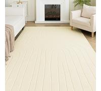 Sonive Tapis de Cuisine Motif Lignes, Résistant à l'eau, 120x170cm Beige | Antidérapant, Lavable, Moelleux pour Intérieur/Extérieur (Salon, Chambre, Chambre d'Enfant)