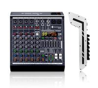 SonixForce Table de mixage professionnelle 6 canaux Interface numérique USB MP3 Entrée 48 V Phantom Power Stereo DJ Studio FX Châssis en acier, noir Bluetooth USB Audio Mixer pour PC