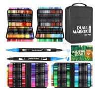 Sonlaryin 168 Couleur Feutres Coloriage Adulte Double Pointe Fine & Pinceau | Feutre Coloriage pour Dessin, Croquis, Coloriage, Manga, Mandala, Création Artistique, Feutre Aquarelle avec Malette